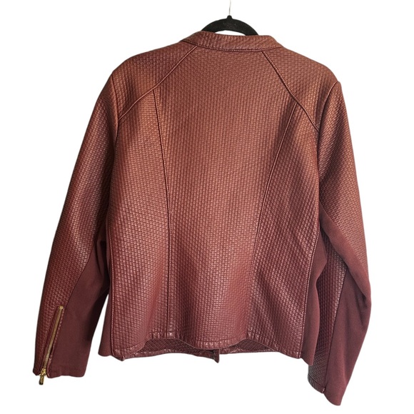 Calvin Klein Faux Leather Burgundy Jacket - Size XL - Picture 2 of 11